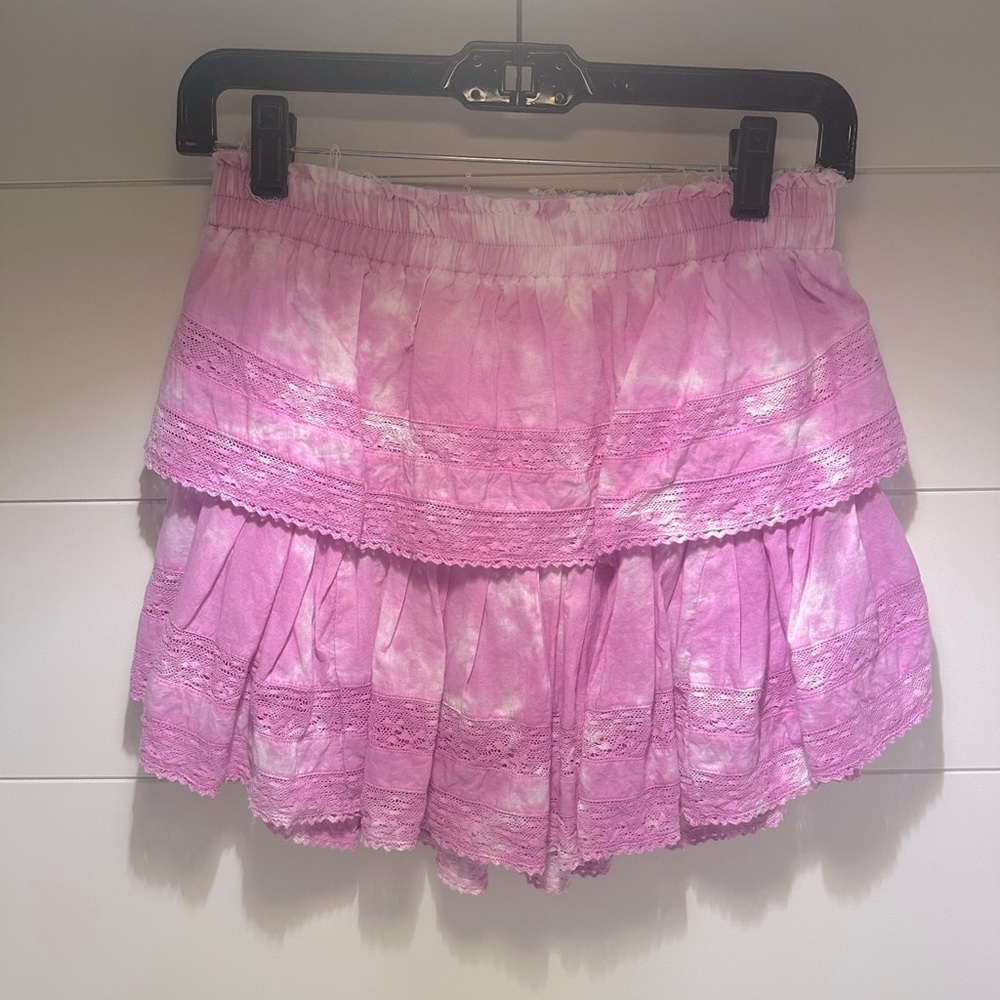 LoveShackFancy Ruffle Mini Skirt Begonia Hand Dye Size XS